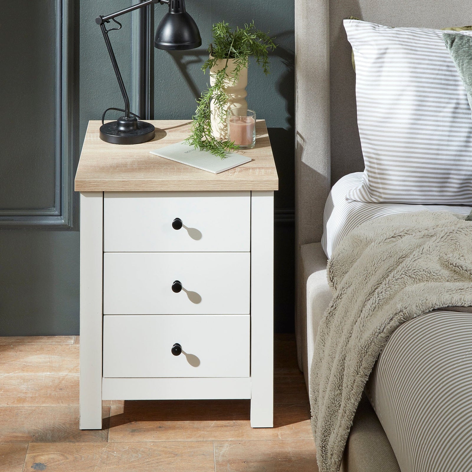 Marie Grey Bedside Table - Laura James