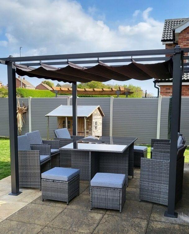 10 Seater Rattan Cube Outdoor Dining Set - Grey Weave - Laura James