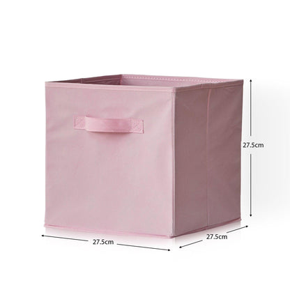 16 Cube Storage Unit - Chalk White - Two 8x2 Units - Pink Basket