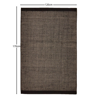 Atcham Black Pebble Wool with Cotton Rug - 120 x 170cm