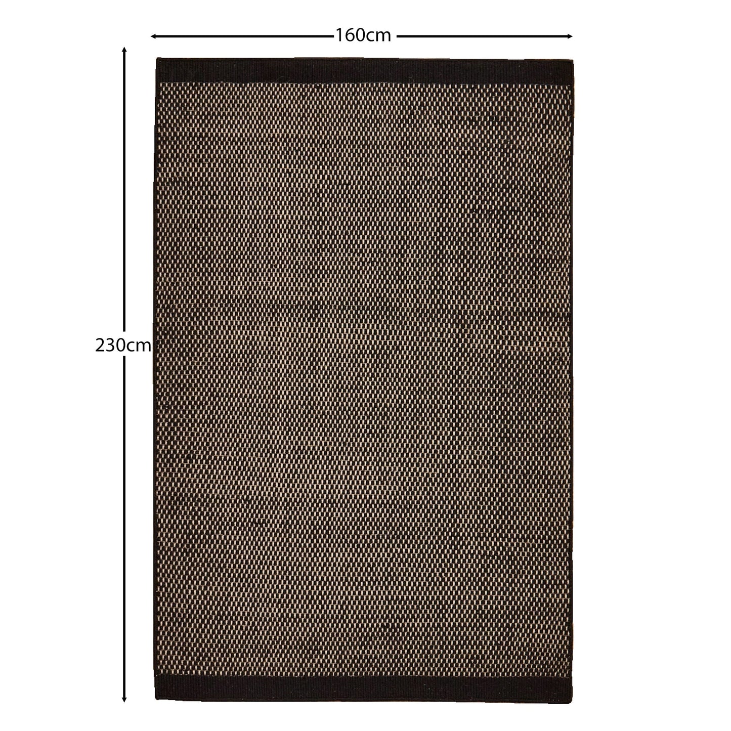 Atcham Black Pebble Wool with Cotton Rug - 160 x 230cm