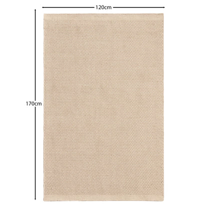 Cotham Clay & Natural Striped Wool with Cotton Rug - 120 x 170cm