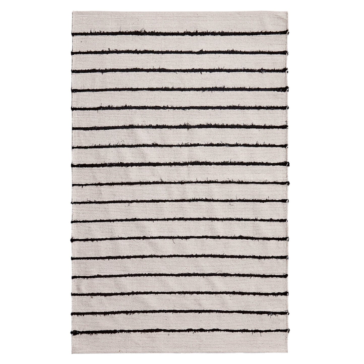 Evedon Black & Natural Striped Cotton Rug - 200 x 290cm