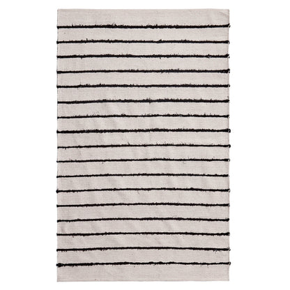 Evedon Black & Natural Striped Cotton Rug - 200 x 290cm