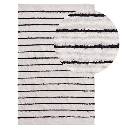 Evedon Striped Black Cotton Rug - 120x170cm - Laura James

