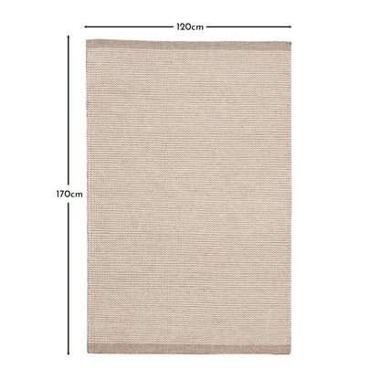 Atcham Clay/Natural Pebble Wool with Cotton Rug - 120 x 170cm