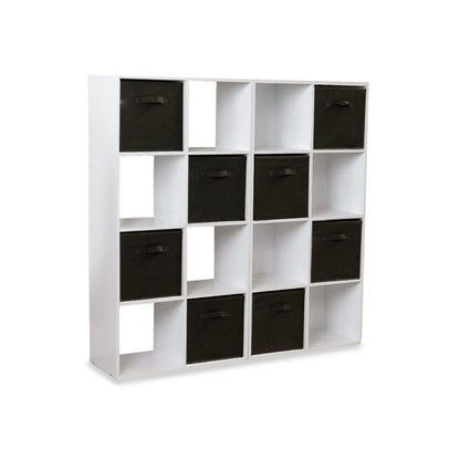 16 Cube Storage Unit - White - Two 8x2 Units (Black Basket) - Laura James