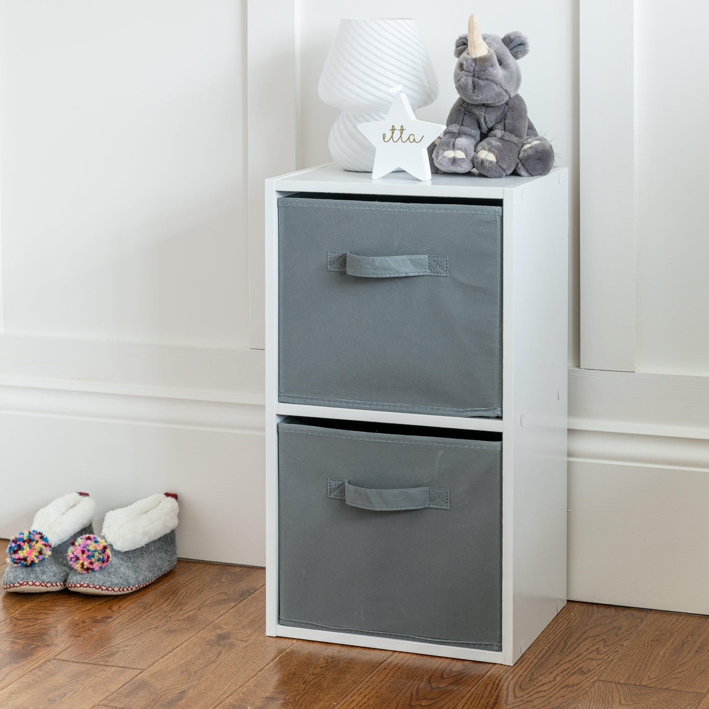 2 Tier Storage Unit / White Bookcase - Laura James