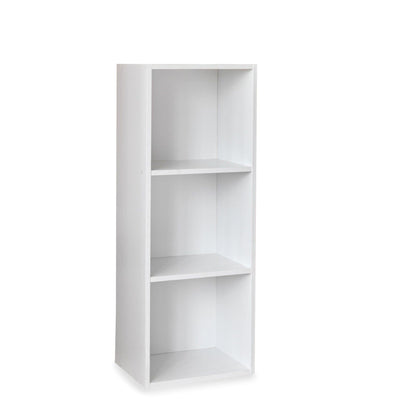 3 Tier White Bookcase Wooden Display Shelving Unit with storage box (No Basket)