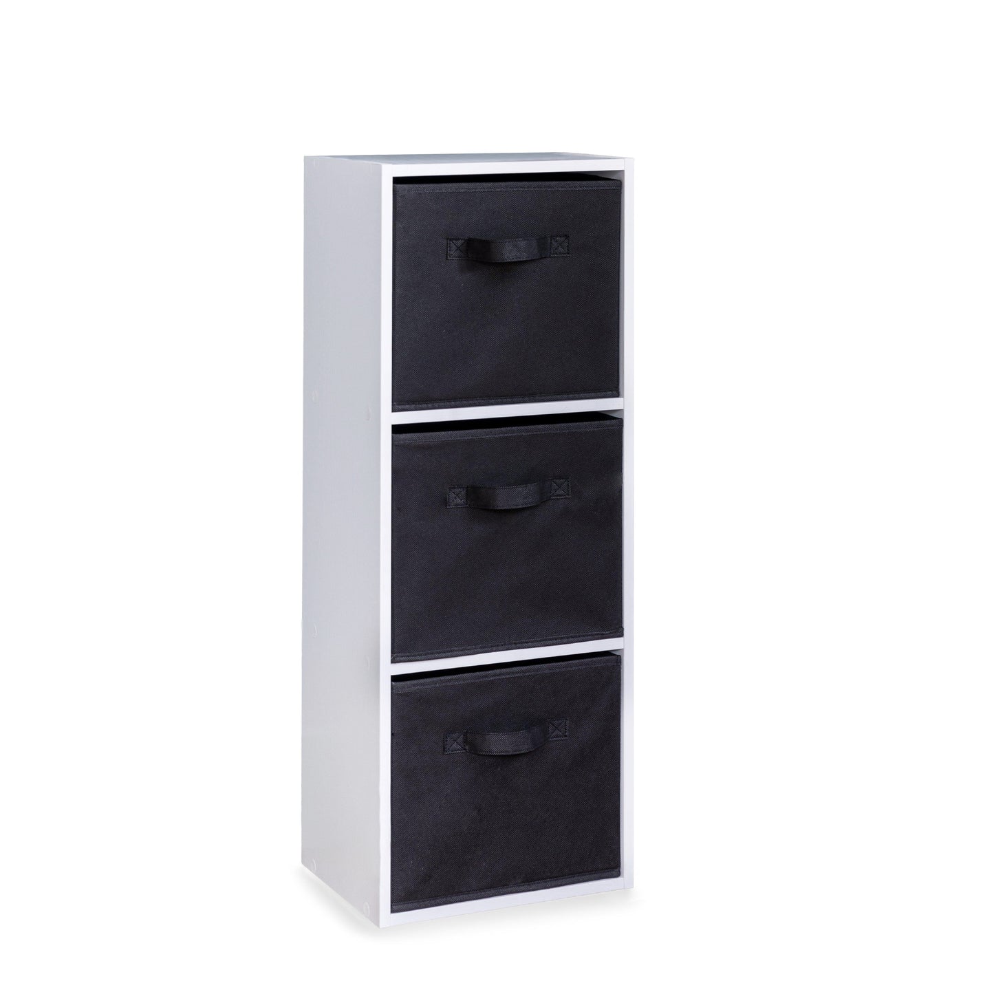 3 Tier White Cube Storage Unit (Black Baskets) - Laura James