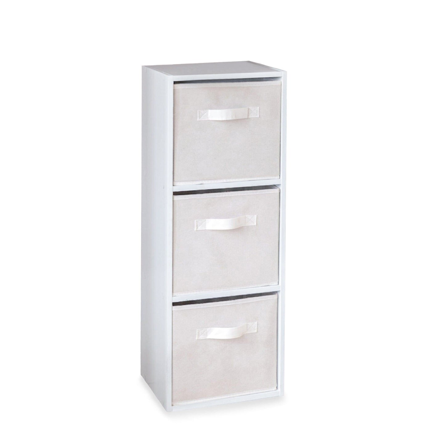 3 Tier White Bookcase Wooden Display Shelving Unit with storage box (No Basket)