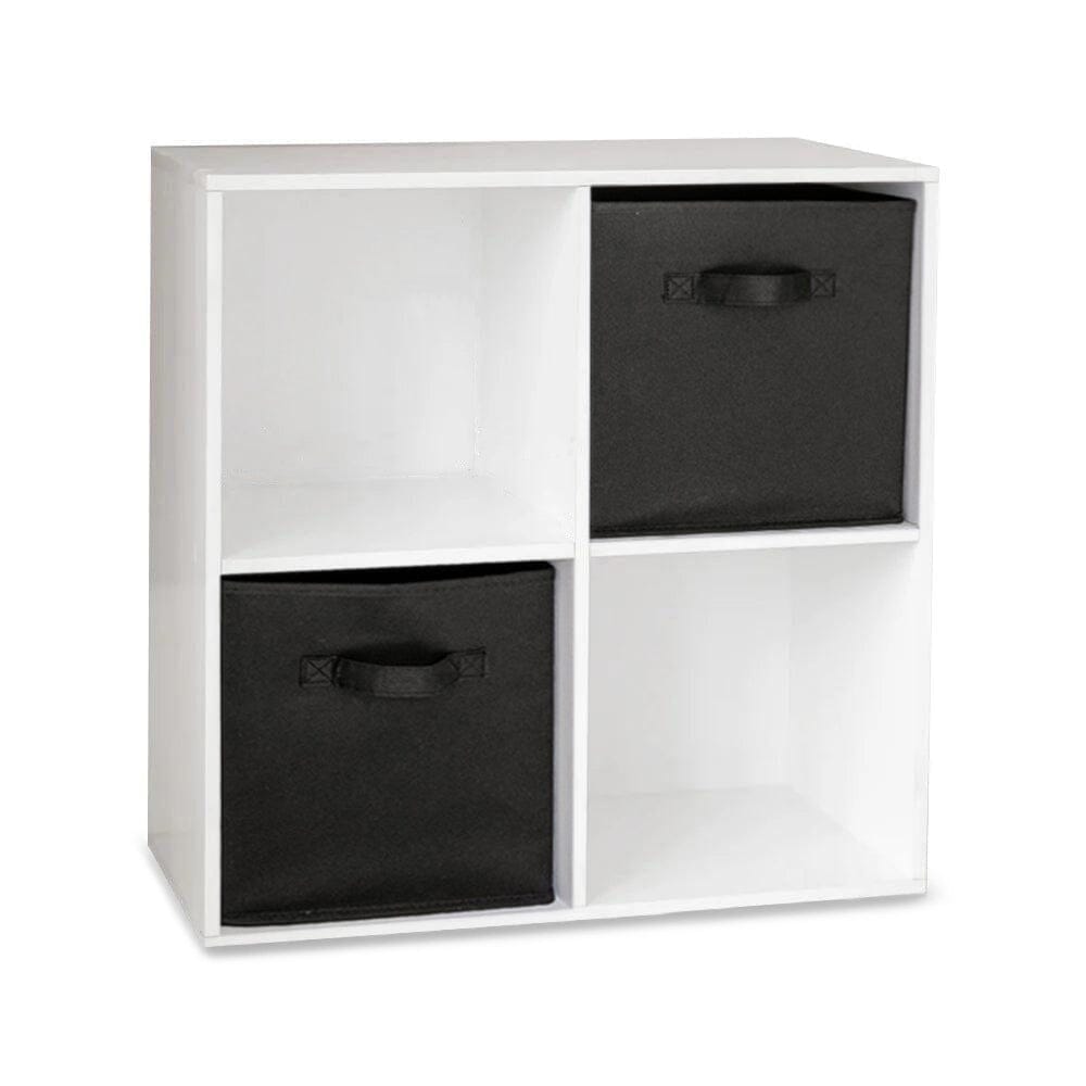 Wooden 4 Cube Storage Unit (Black Baskets) - Laura James