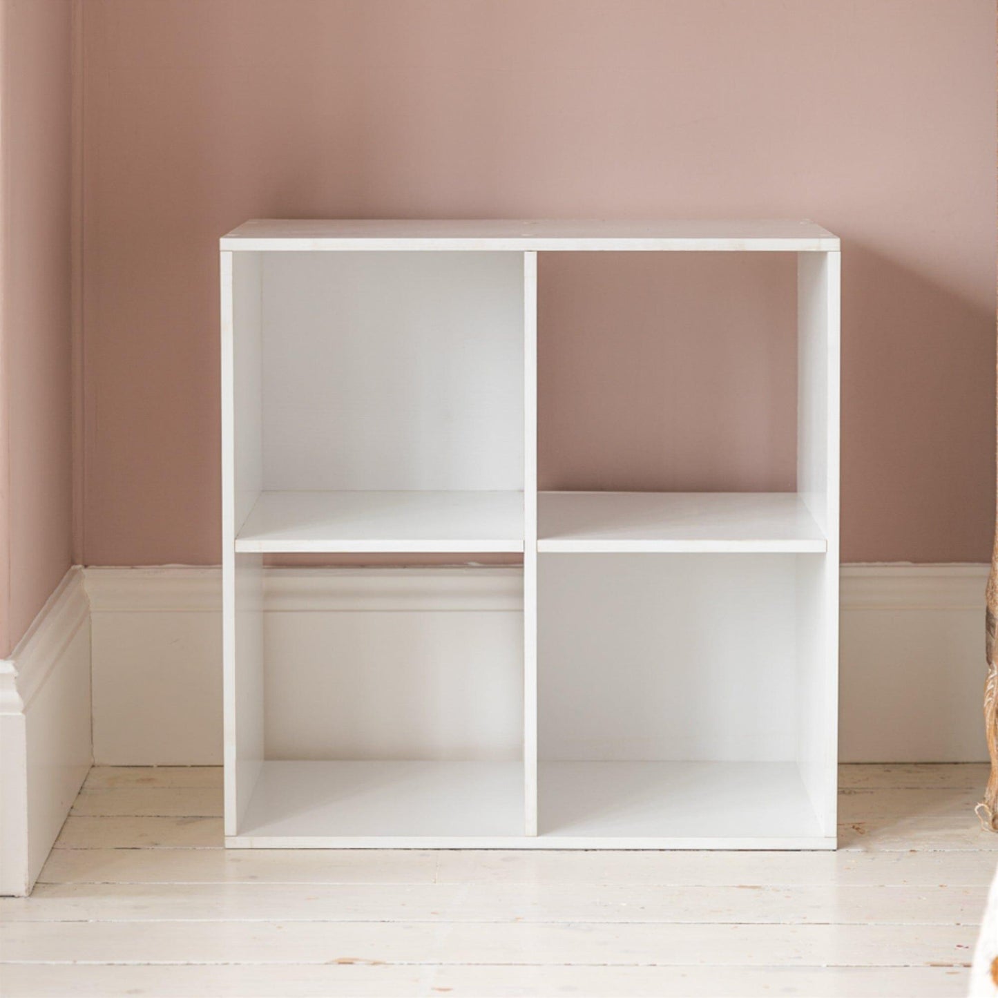 4 Cube White Bookcase Wooden Display Unit Shelving Storage Bookshelf Shelves (No Basket) - Laura James