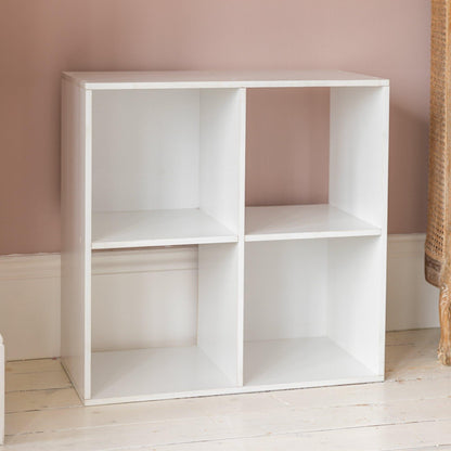 4 Cube White Bookcase Wooden Display Unit Shelving Storage Bookshelf Shelves (No Basket) - Laura James