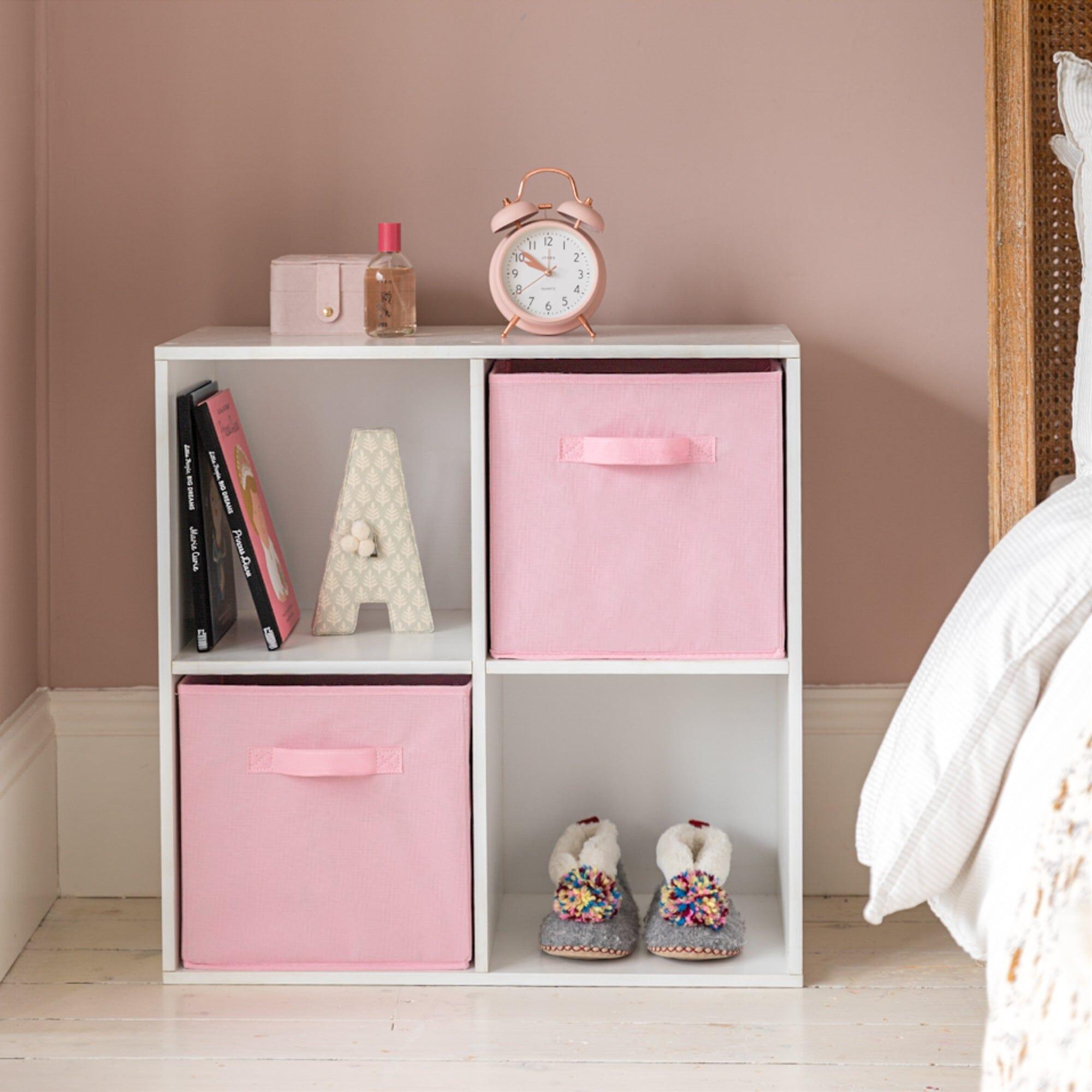 Pink 4 Cube White Bookcase Shelving - Laura James