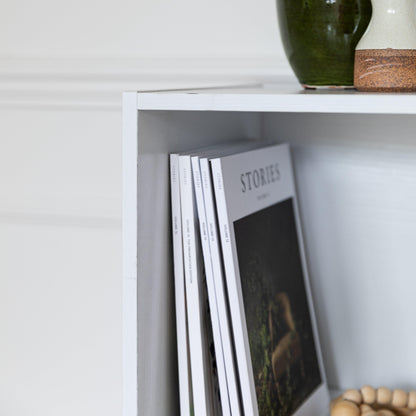 6 Cube bookcase ladder storage unit - white with black boxes - Laura James