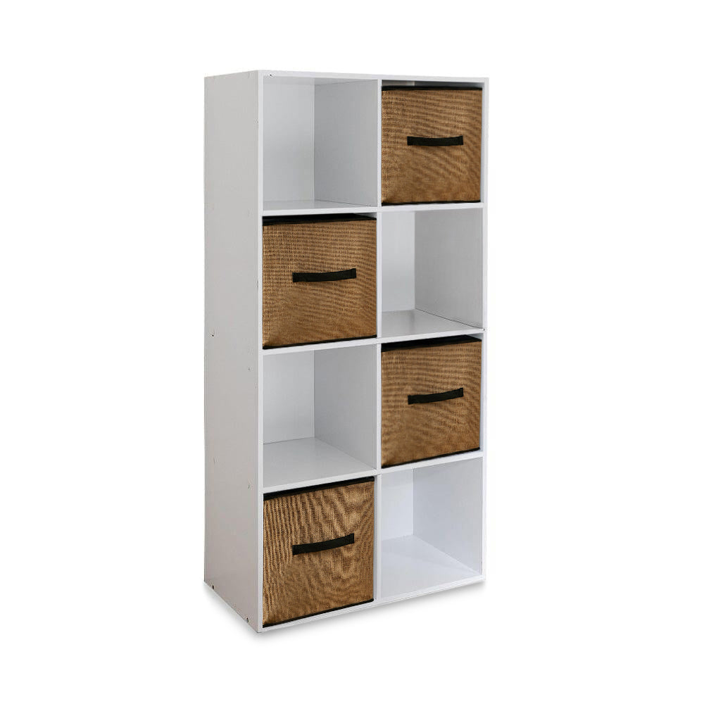 8 Cube Storage Unit in Chalk White with Jute Handled Box Drawers - Laura James 