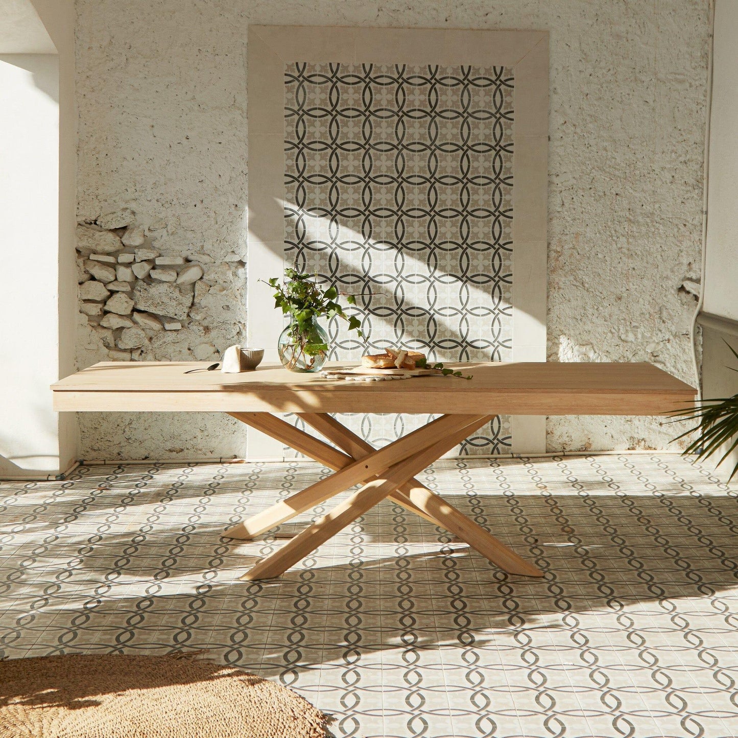 Amelia Whitewash Oak Extending dining table - 6 seater - Ella Pale Oak wooden chairs - Laura James