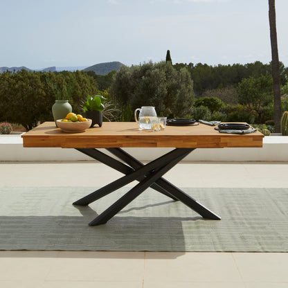 Amelia Natural Wood Garden Dining Table - Black Legs - Laura James