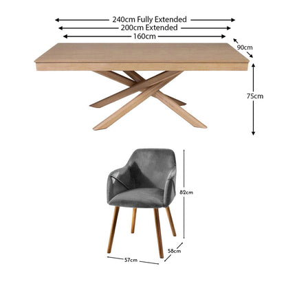 Amelia Whitewash Extendable Dining Table Set - 6 Seater - Freya Grey Carver Chairs With Whitewash Oak Legs - Laura James