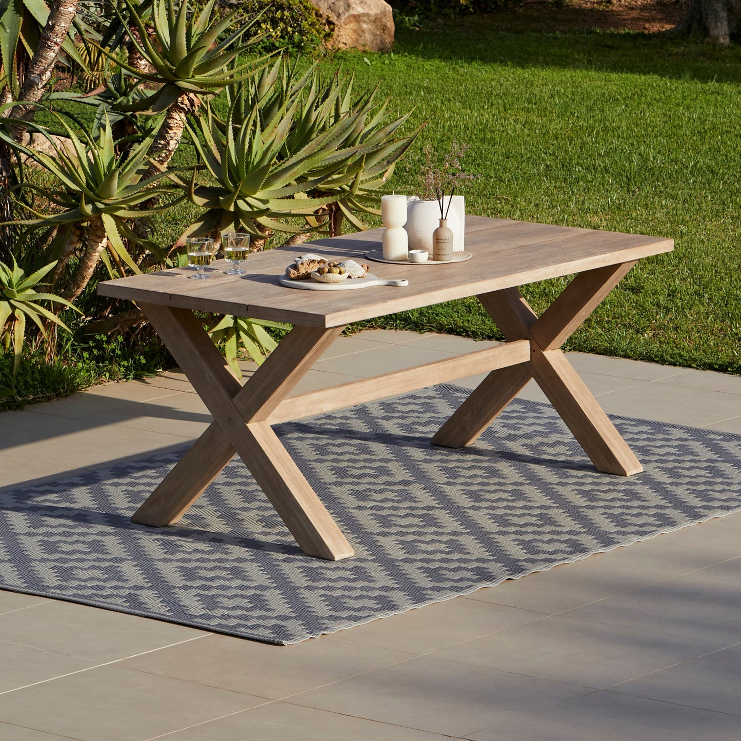 Charlotte 6 Seater Wooden Garden Dining Set with Shiro Benches