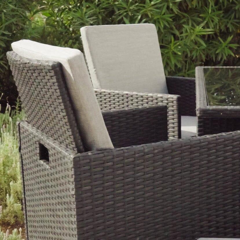 10 Seater Rattan Cube Outdoor Dining Set with Parasol - Black Weave