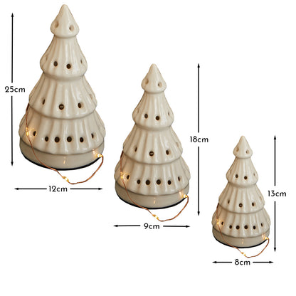 Bergen Ceramic LED Light Up Trees - Set Of 3  - White