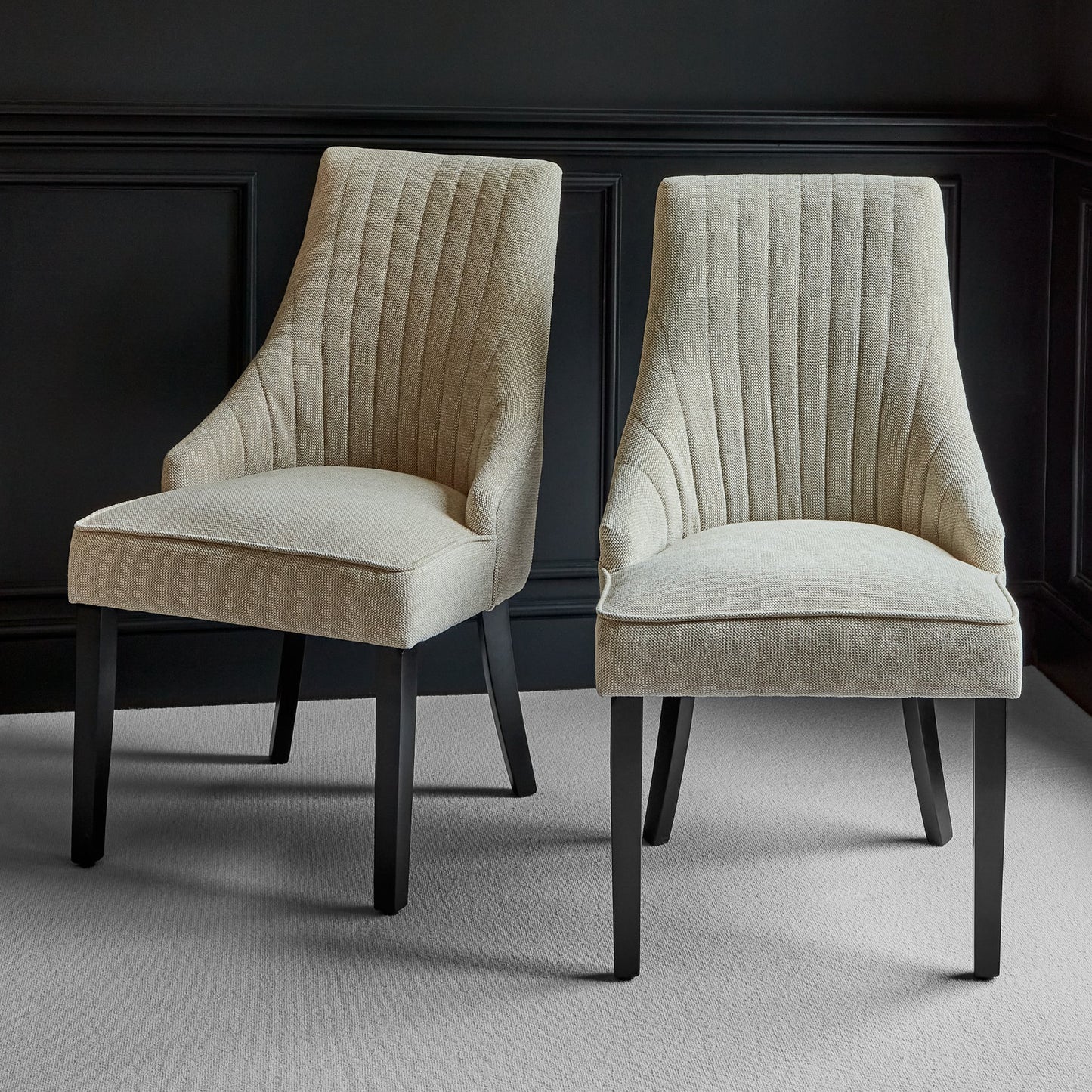 Nadine Dining Chairs - Set Of 2 - Marl Taupe with Black legs