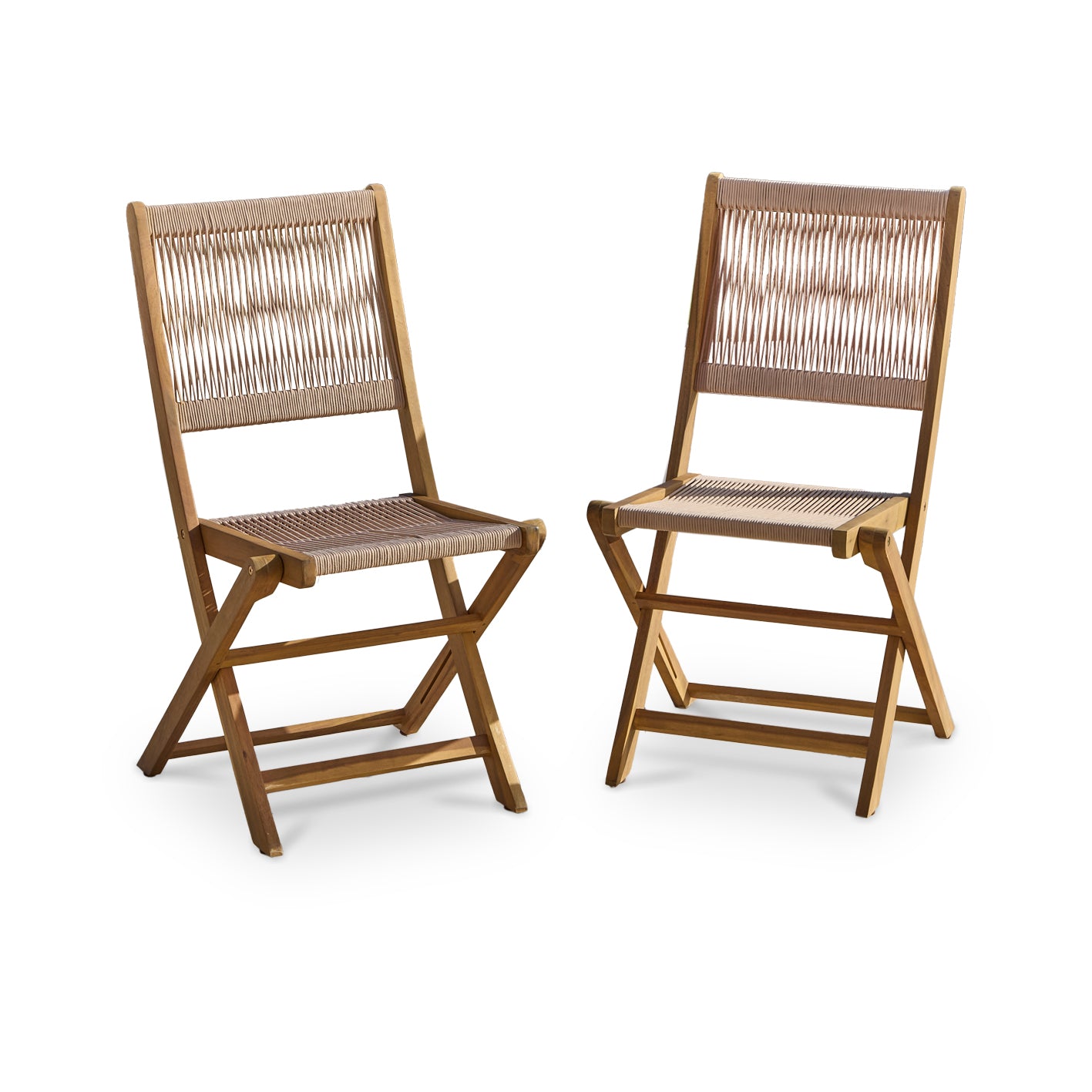 Cove Whitewash Rope Chair with Natural Rope - Set of 2

