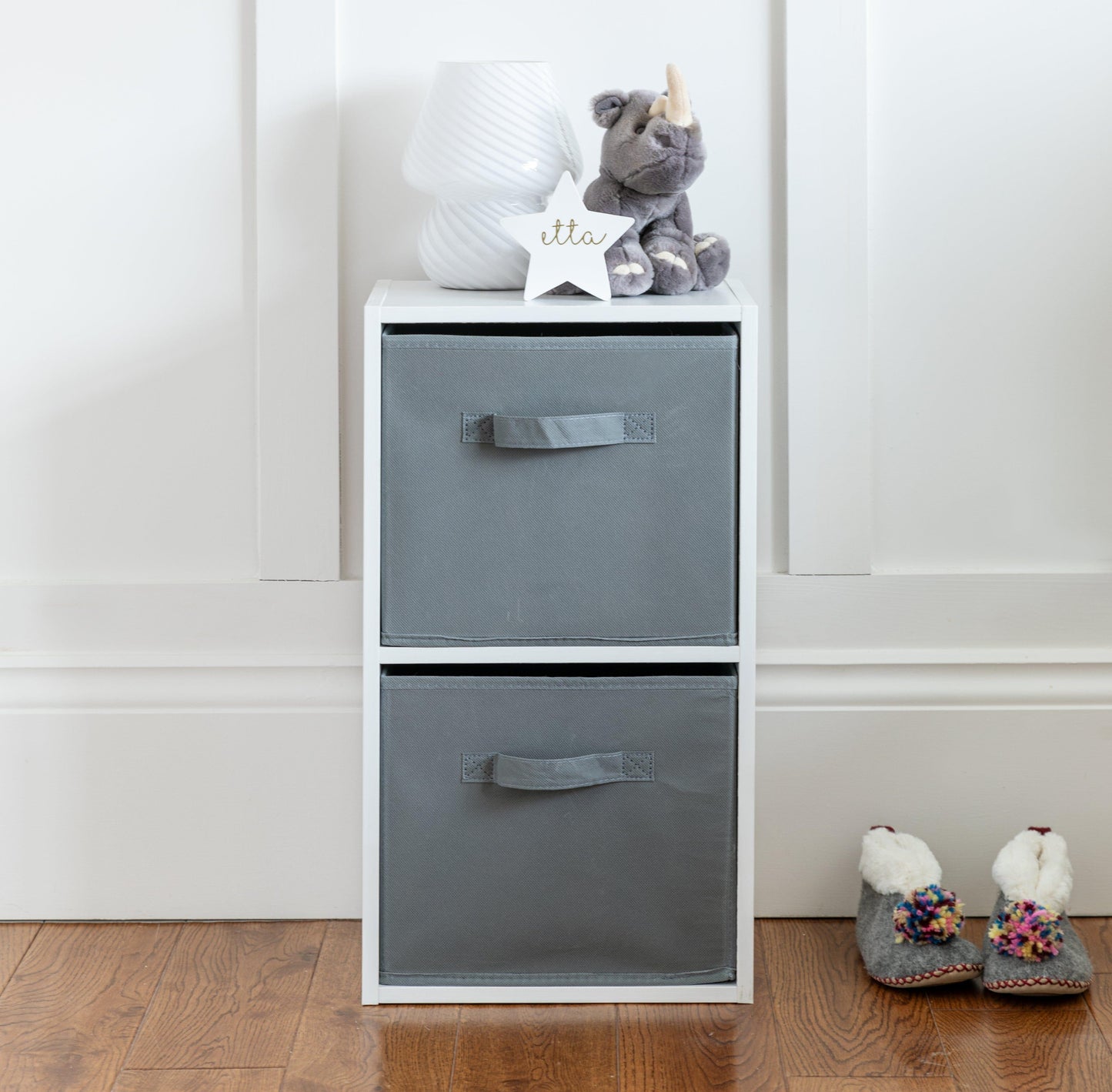 2 Tier Storage Unit / White Bookcase - Laura James