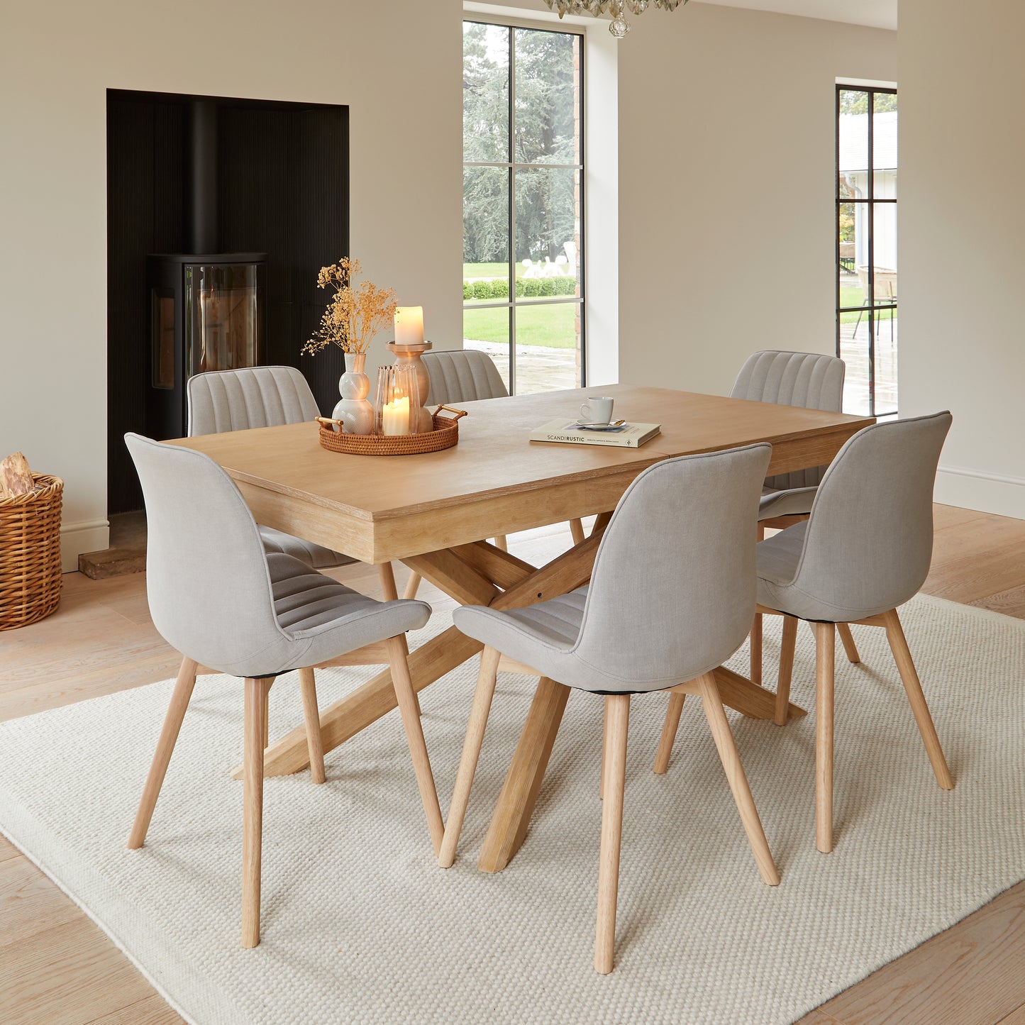 Bella Dining Chair - Cloud Grey with Whitewash Oak Legs