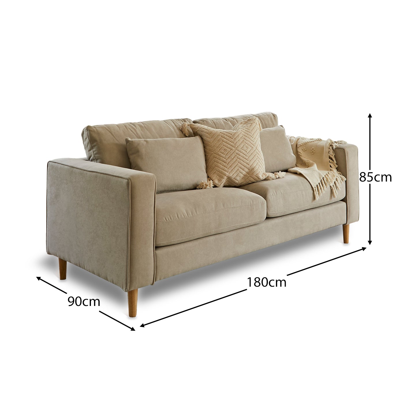 Emily Soft Beige 2 Seater Sofa with Pale Oak Legs - Laura James

