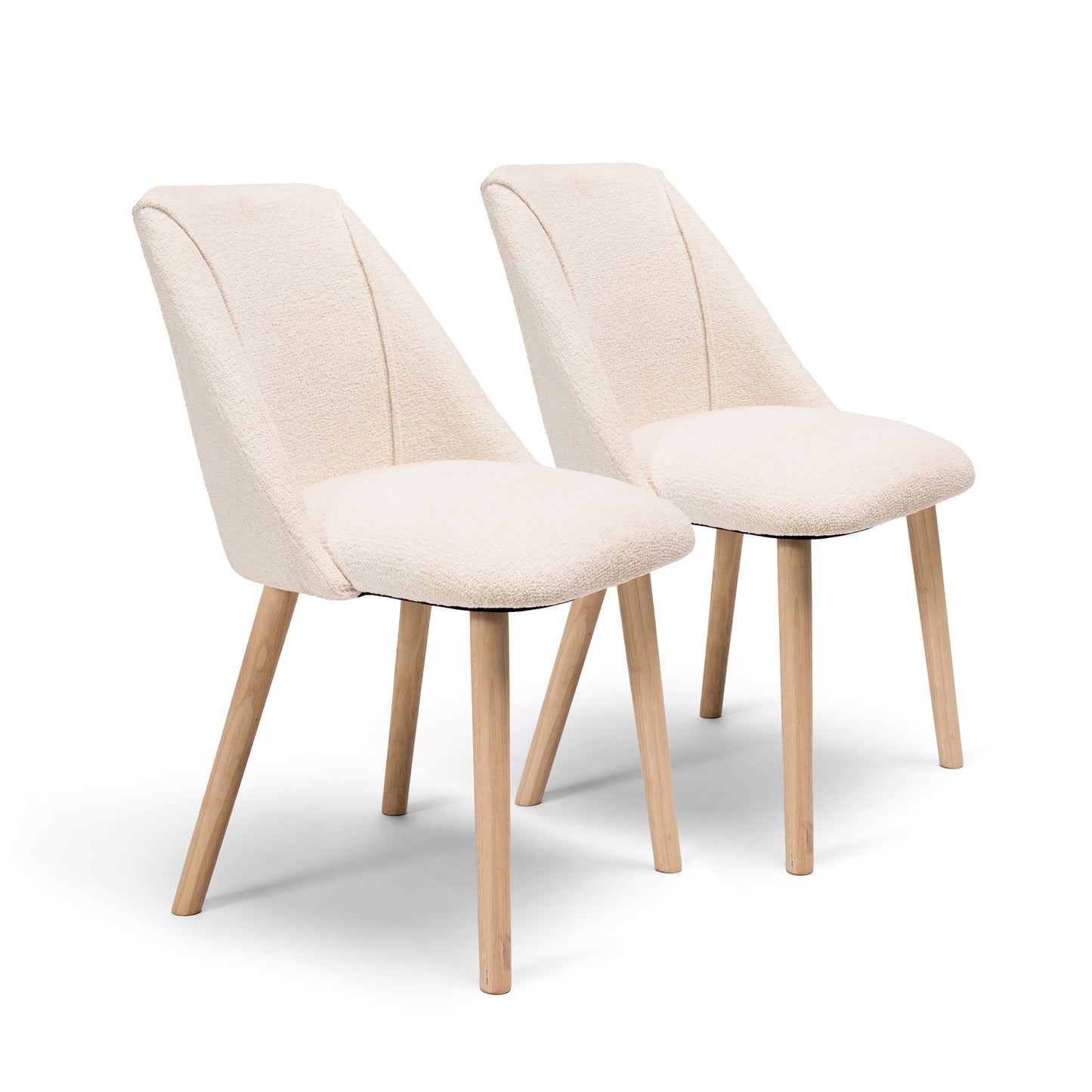 Freya Dining Chair - Set Of 2 - Boucle with Whitewash Oak Legs