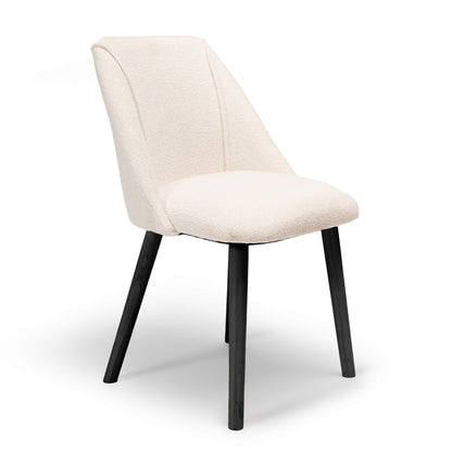 Freya Boucle Dining Chairs with Black Legs - Laura James