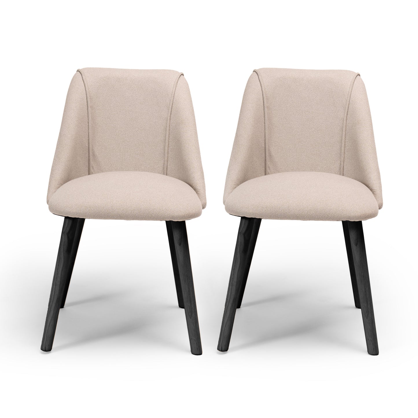 Freya Grey Twill Dining Chairs with Black Legs - Laura James