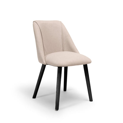 Freya Grey Twill Dining Chairs with Black Legs - Laura James