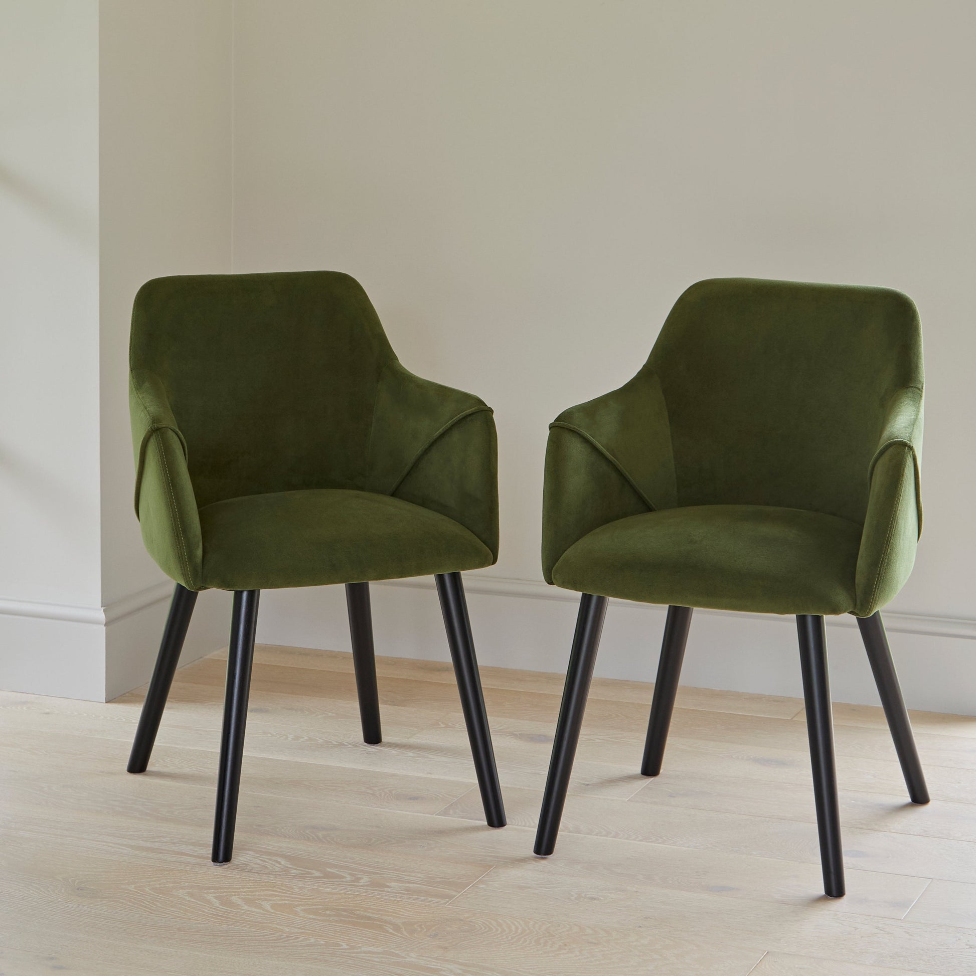  Fern Green Carver Chairs with Black Legs - Laura James