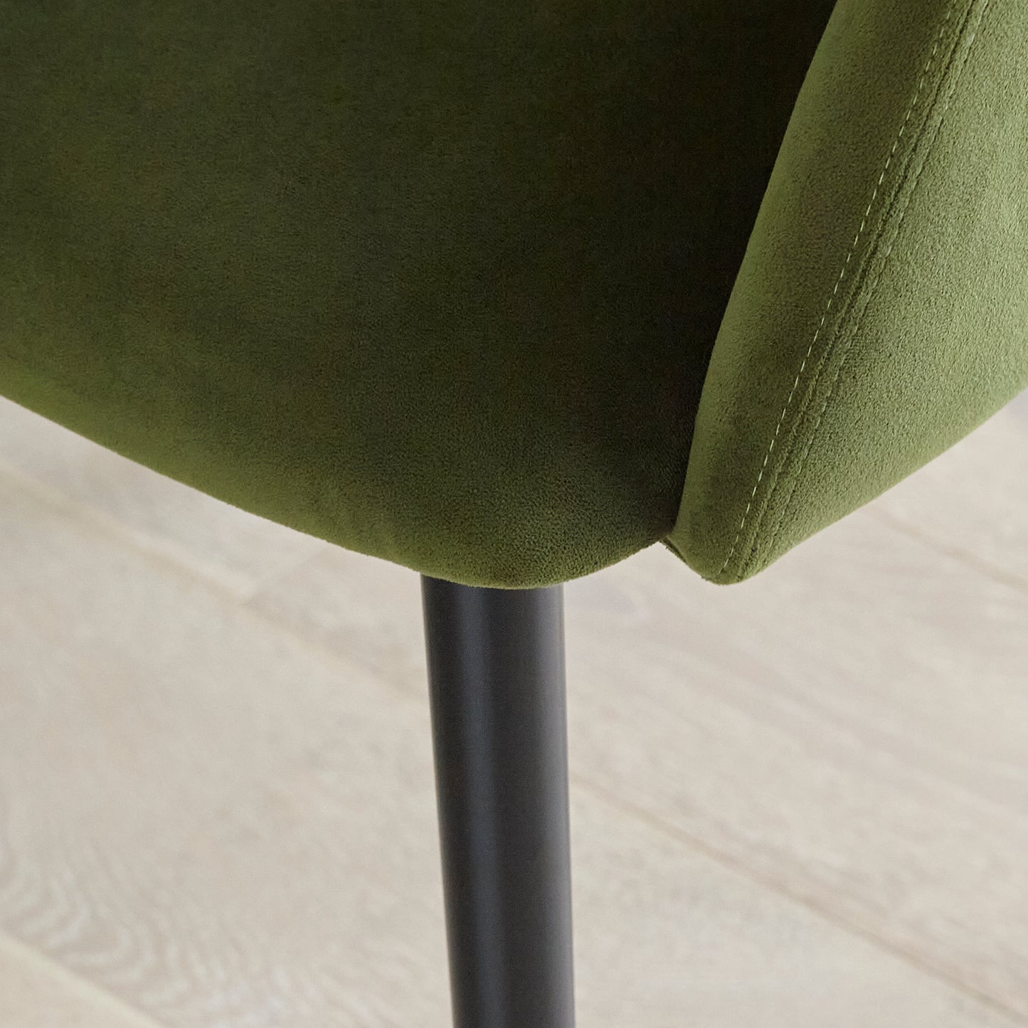 Freya Fern Green Dining Room Armchair - Black Oak Legs - Laura James