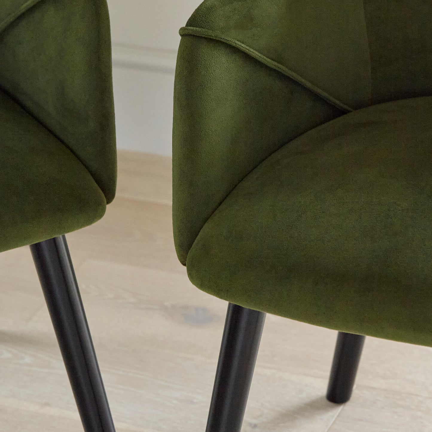 Freya Fern Green Dining Room Armchair - Black Oak Legs - Laura James