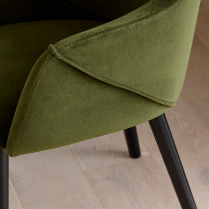 Freya Fern Green Dining Room Armchair - Black Oak Legs - Laura James