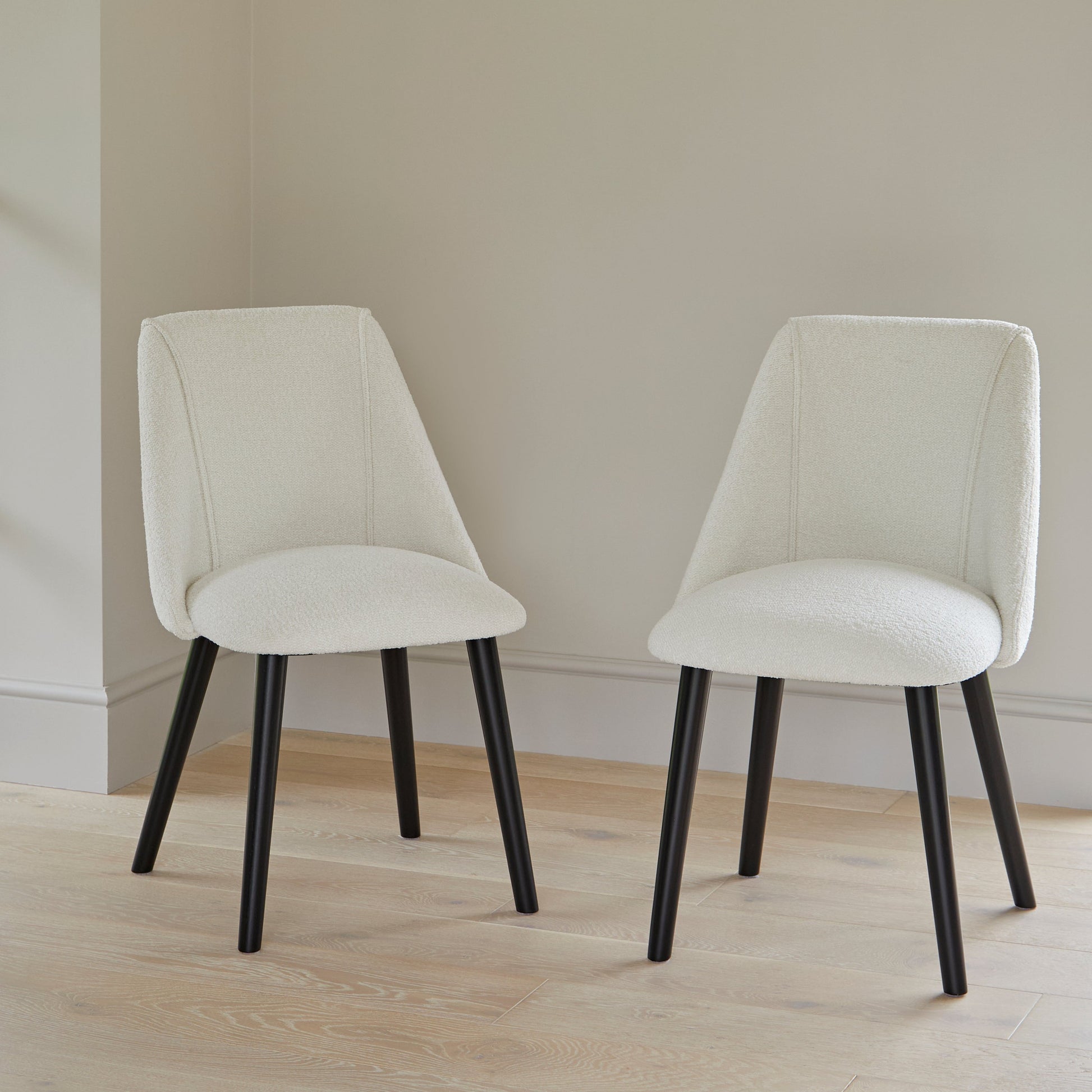 Freya Boucle Dining Chair - Set Of 2 - Black Oak Legs - Laura James