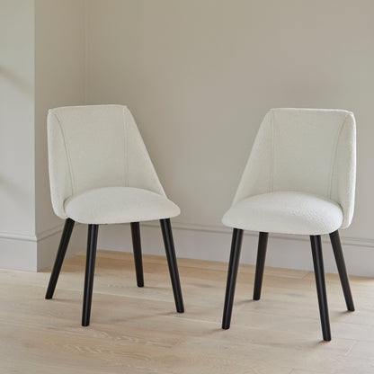 Freya Boucle Dining Chair - Set Of 2 - Black Oak Legs - Laura James