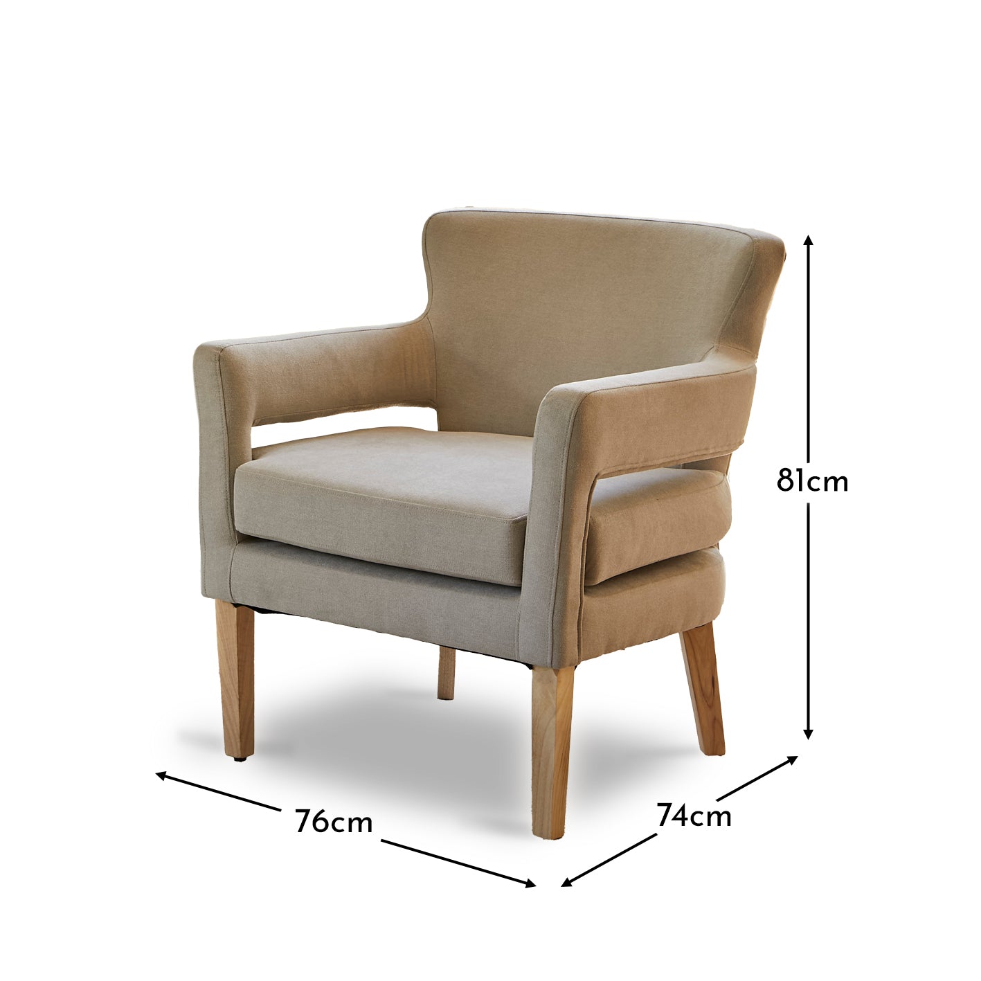 Grace Beige Occasional Chair with Whitewash Oak Legs - Laura James