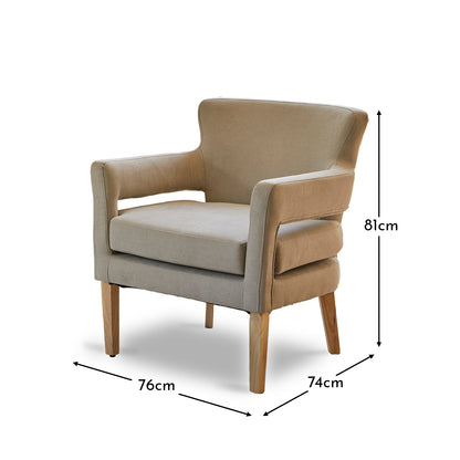 Grace Beige Occasional Chair with Whitewash Oak Legs - Laura James