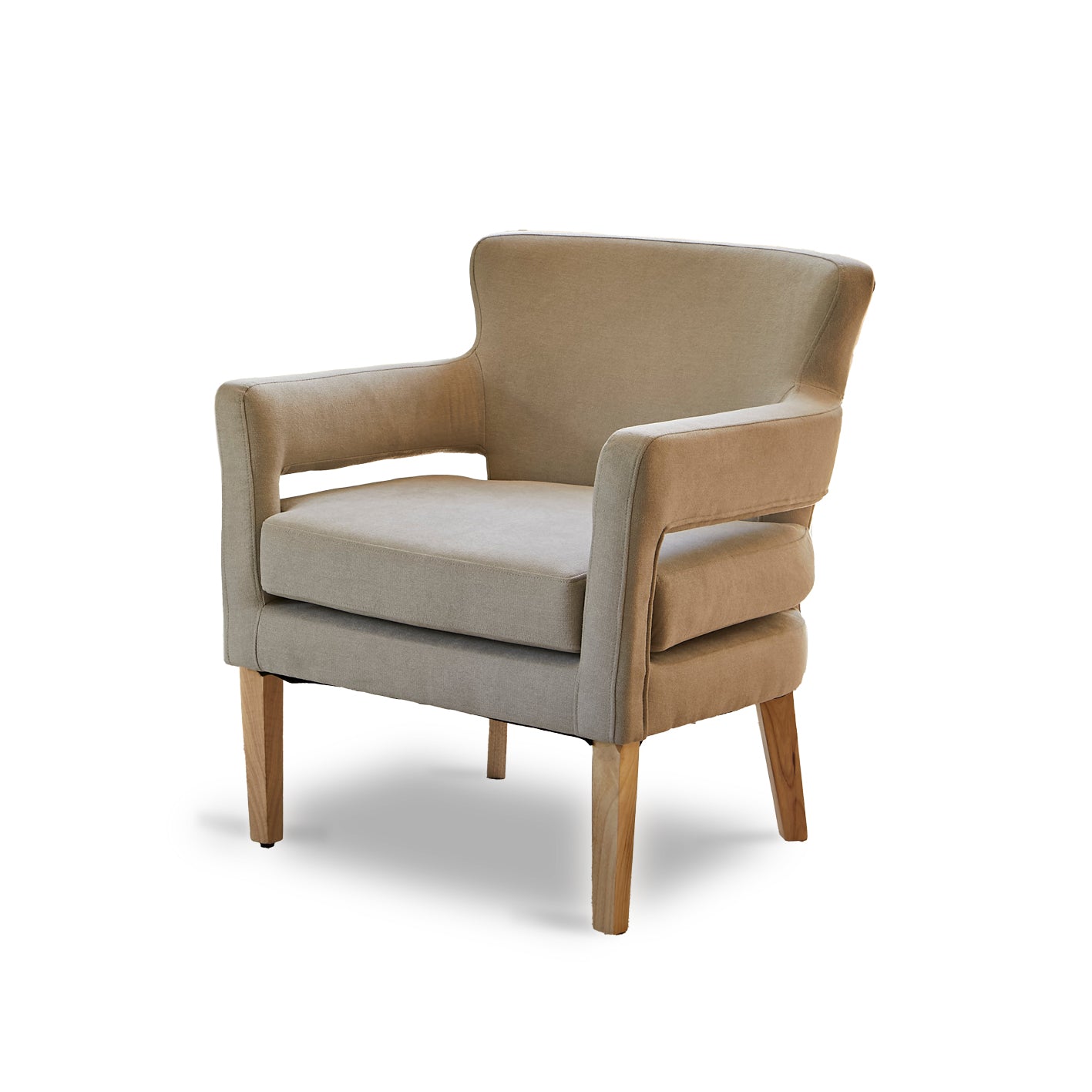 Grace Beige Occasional Chair with Whitewash Oak Legs - Laura James