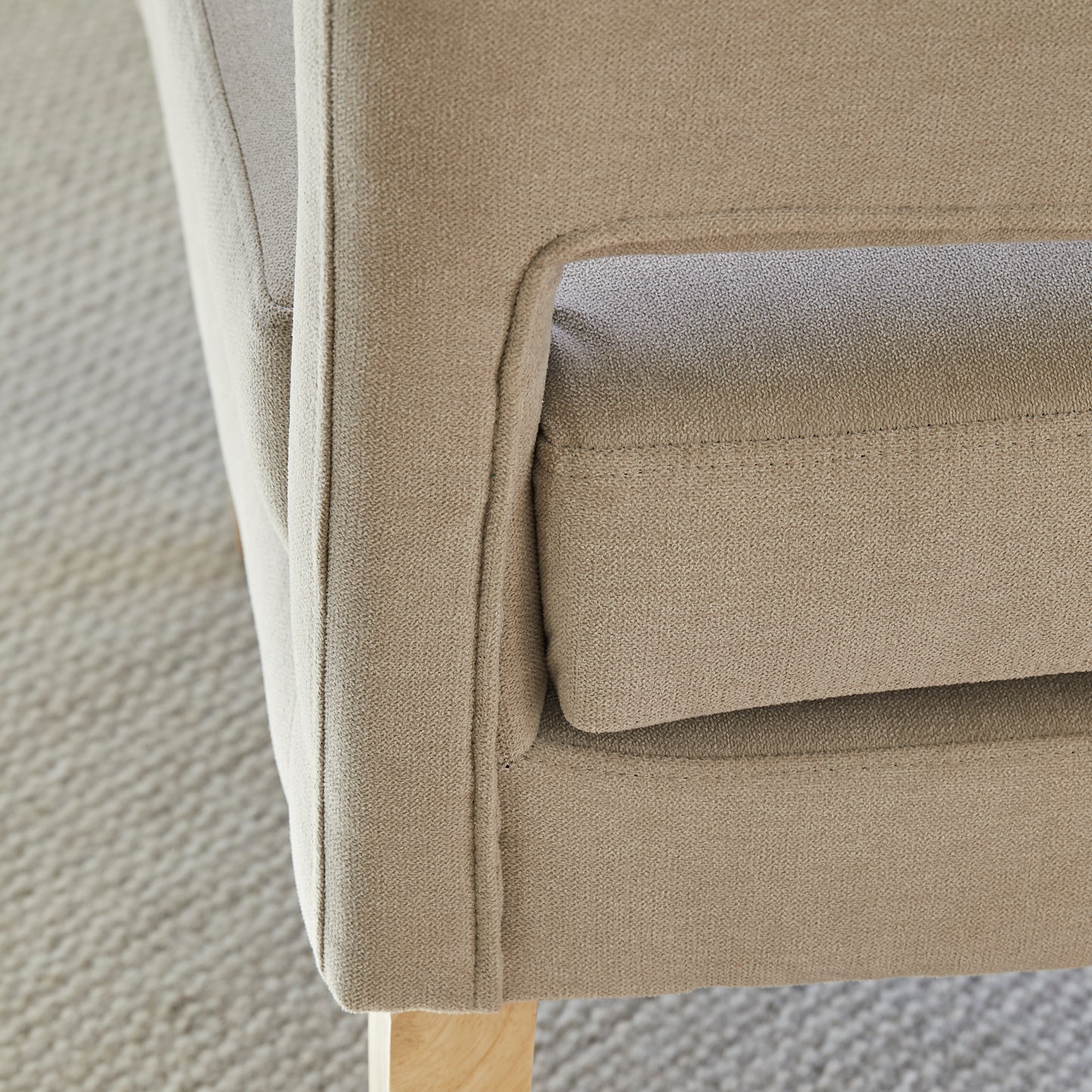 Grace Occasional Armchair - Soft Beige with Whitewash Oak Legs