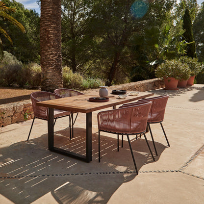 Hali 4 Seater Wooden Outdoor Dining Set with Hali Pink Chairs - 175cm