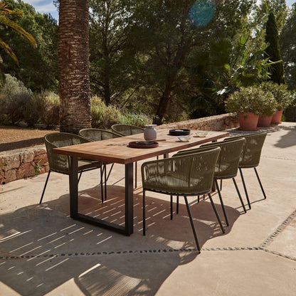 Hali 6 Seater Wooden Outdoor Dining Set with Hali Green Chairs - 235cm