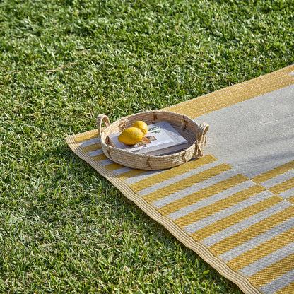 Hemsby 160x230cm Stripe Outdoor Rug - Yellow