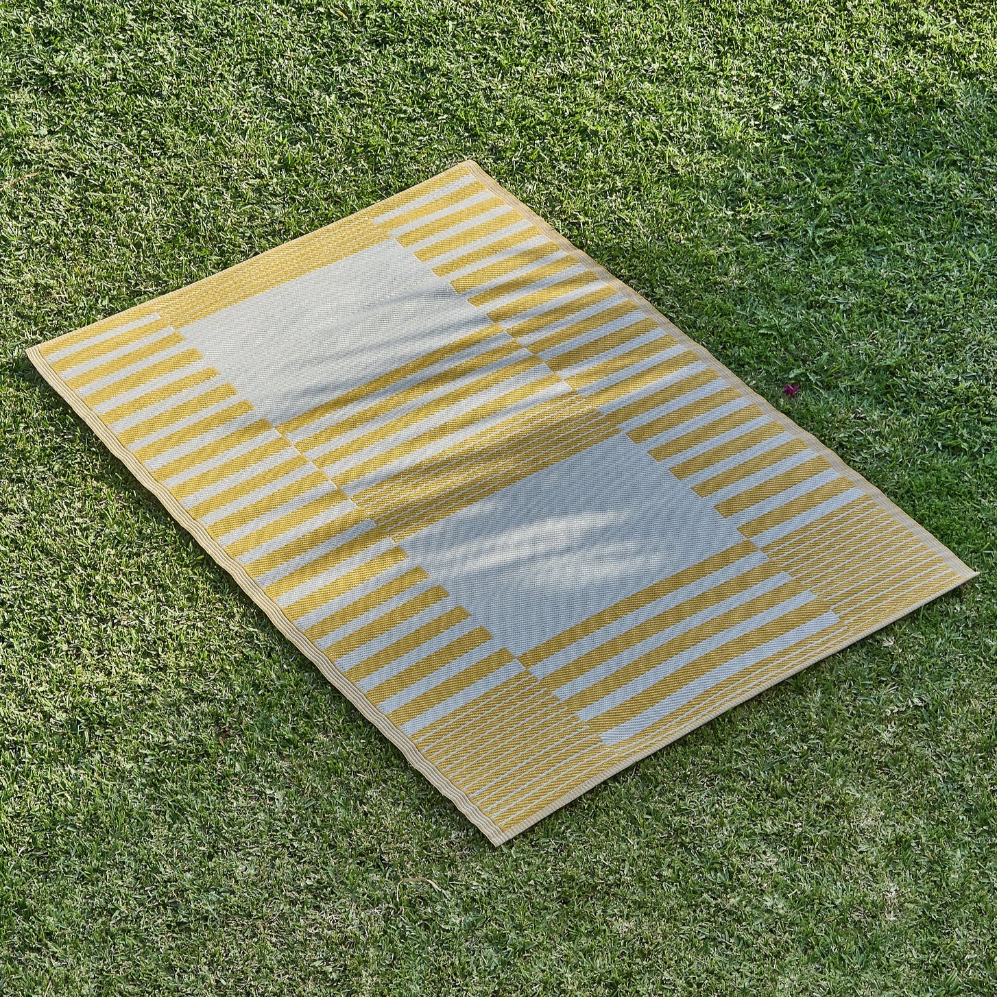 Hemsby 160x230cm Stripe Outdoor Rug - Yellow